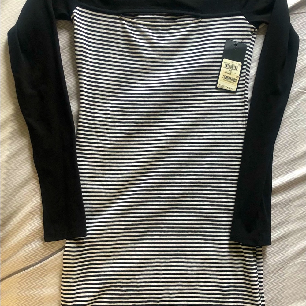 Guess black and white mid-knee length dress